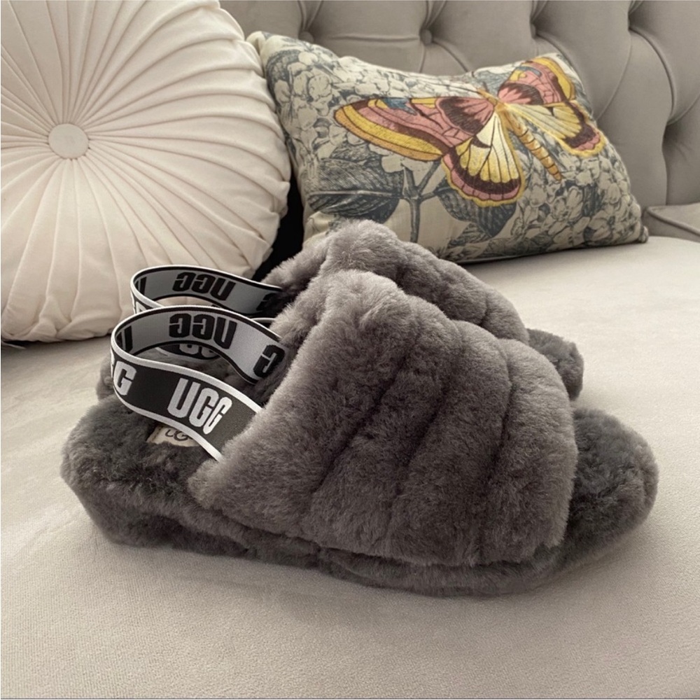 UGG Fluff Yeah Slippers Charcoal Gray 7